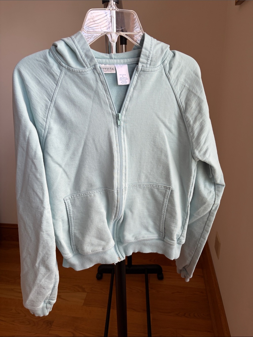 Danskin Light Aqua Cotton Zip Hoodie